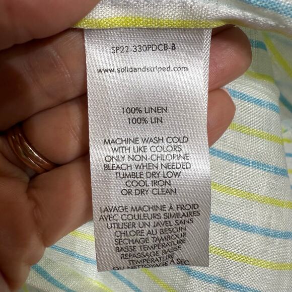 Solid & Striped Green Painted Floral The Parker Linen Mini Dress Sz L NWT - Picture 6 of 14